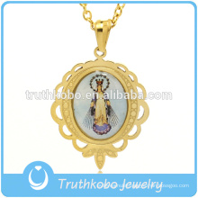 Wholesale Cheap Classic lace-up design Gold Plated Virgin Mary Medal Religious Jewelry